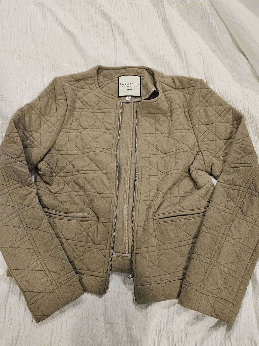 Bagatelle Collection Quilted Zip-Front Jacket - Taupe